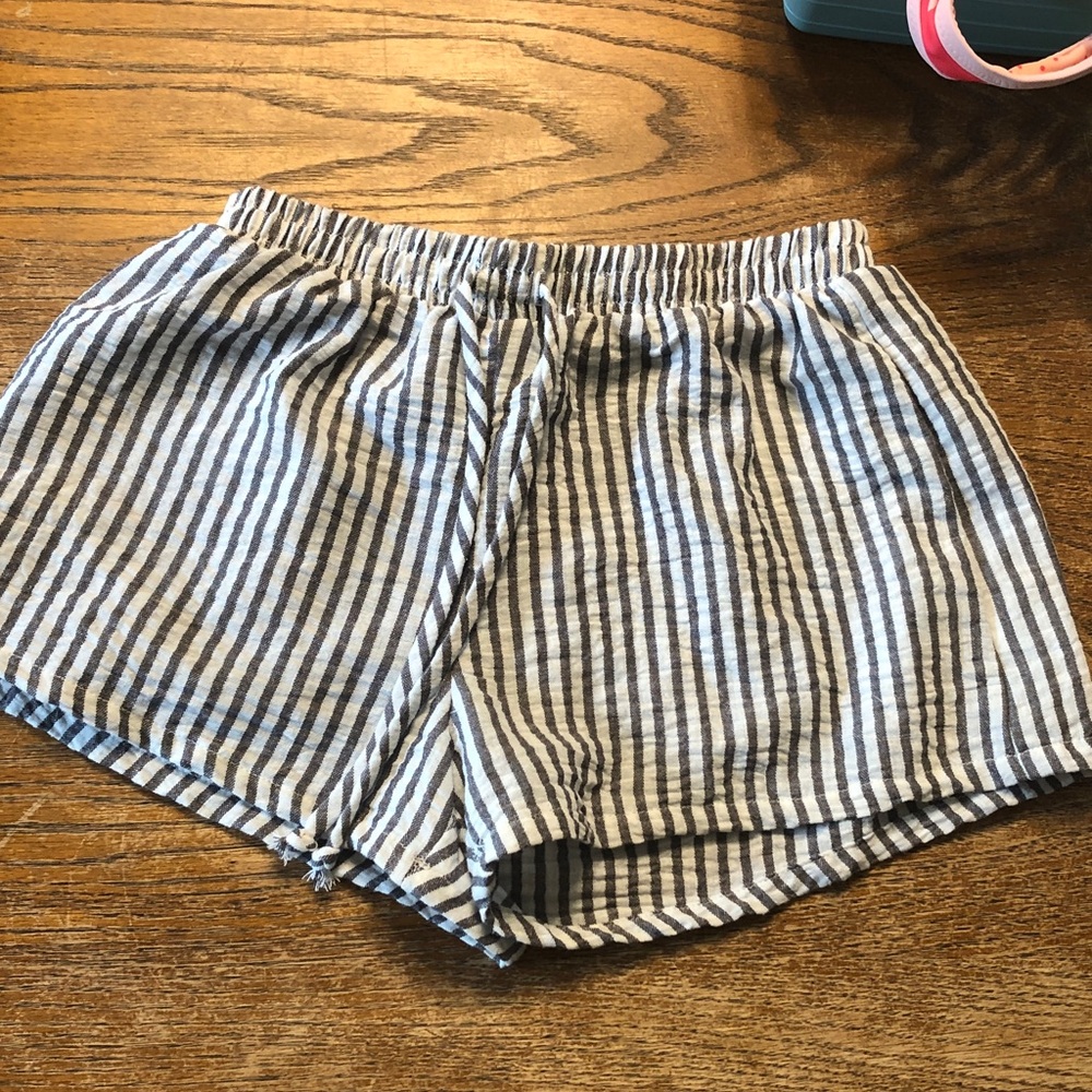 Altar'd State Blue & White Striped High-Waist Drawstring Shorts